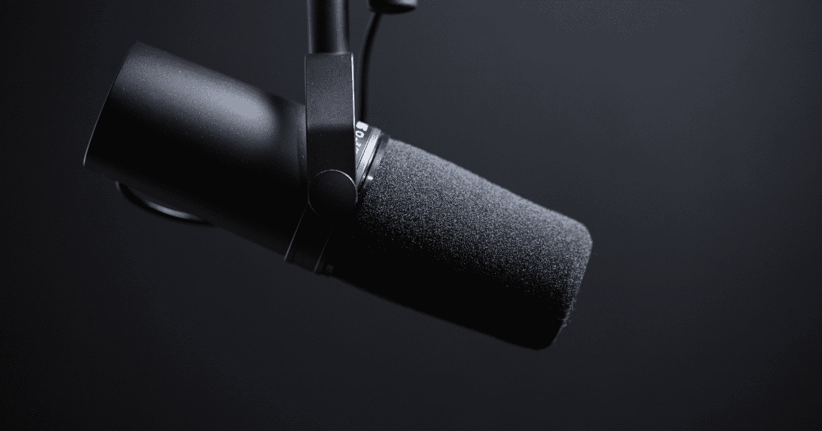 Studio microphone against a dark background
