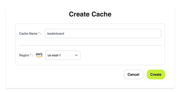 create cache screenshot in Momento console