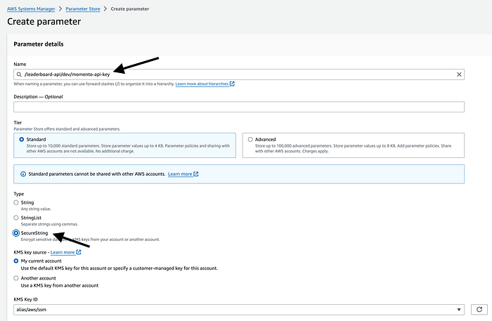 Create parameter screenshot