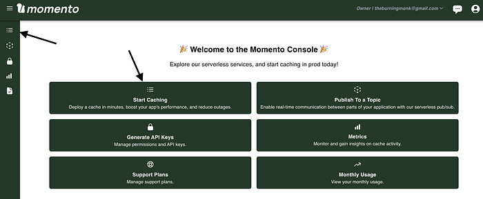 screenshot of Momento Console login page