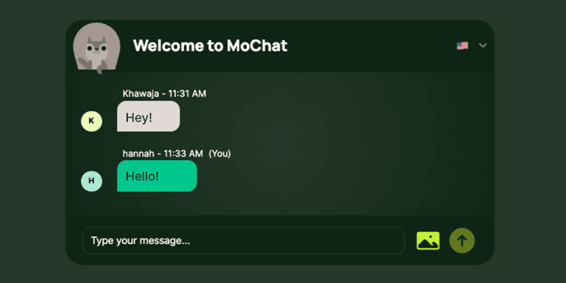 短い会話を表示した MoChat の画面