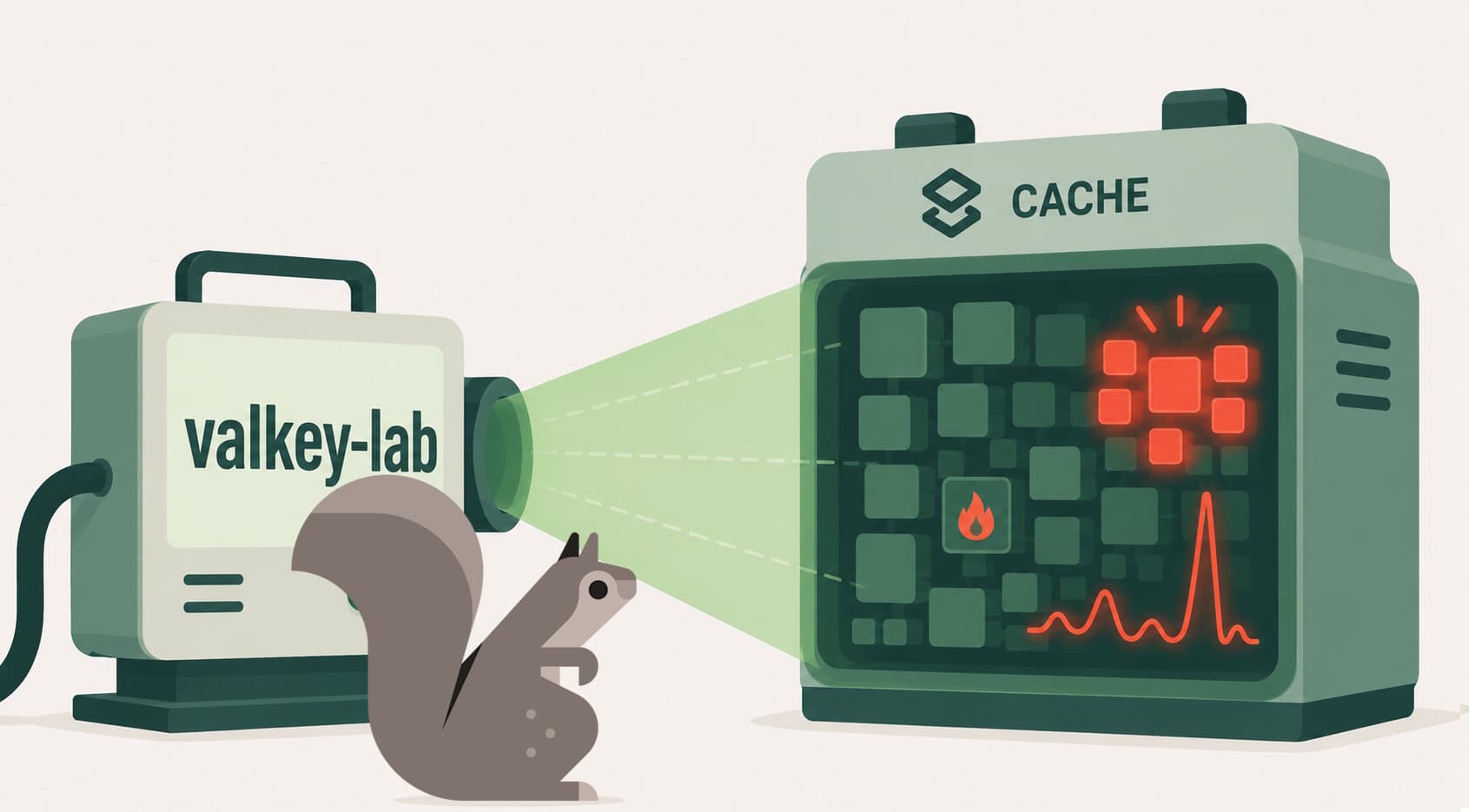 A Valkey Lab scanner revealing hot spots inside a cache