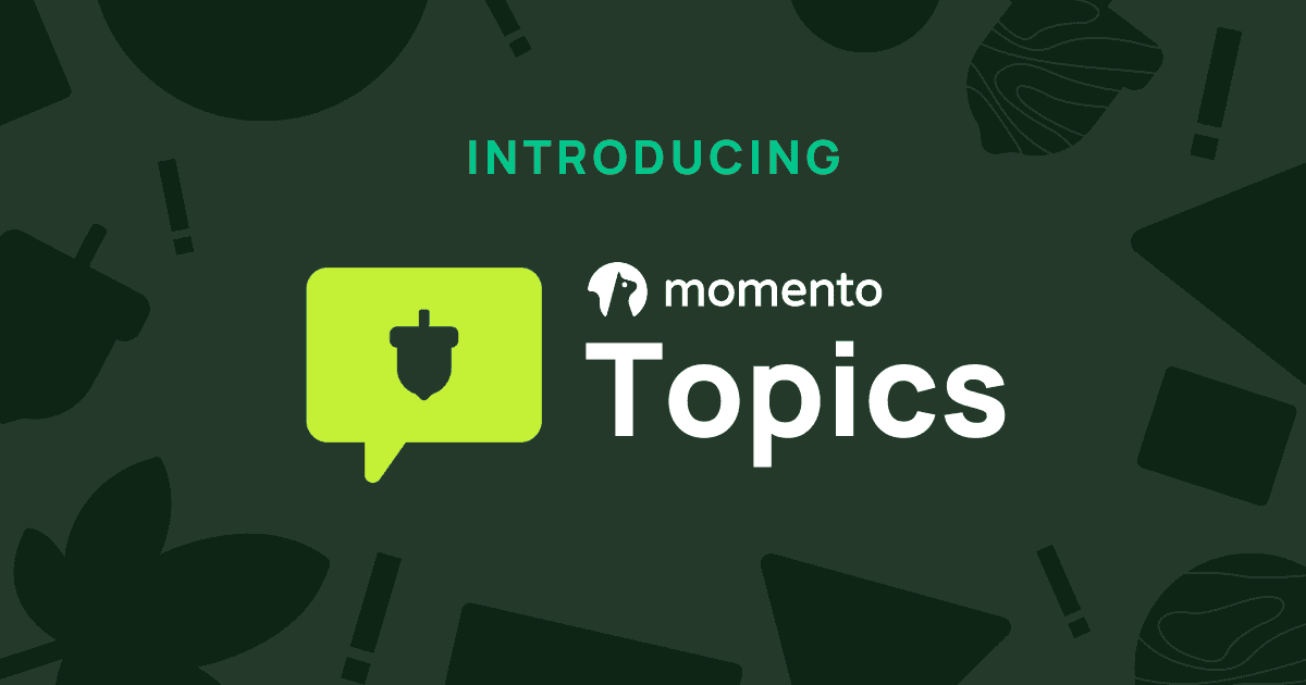 チャットアイコンを配した Momento Topics の紹介画像