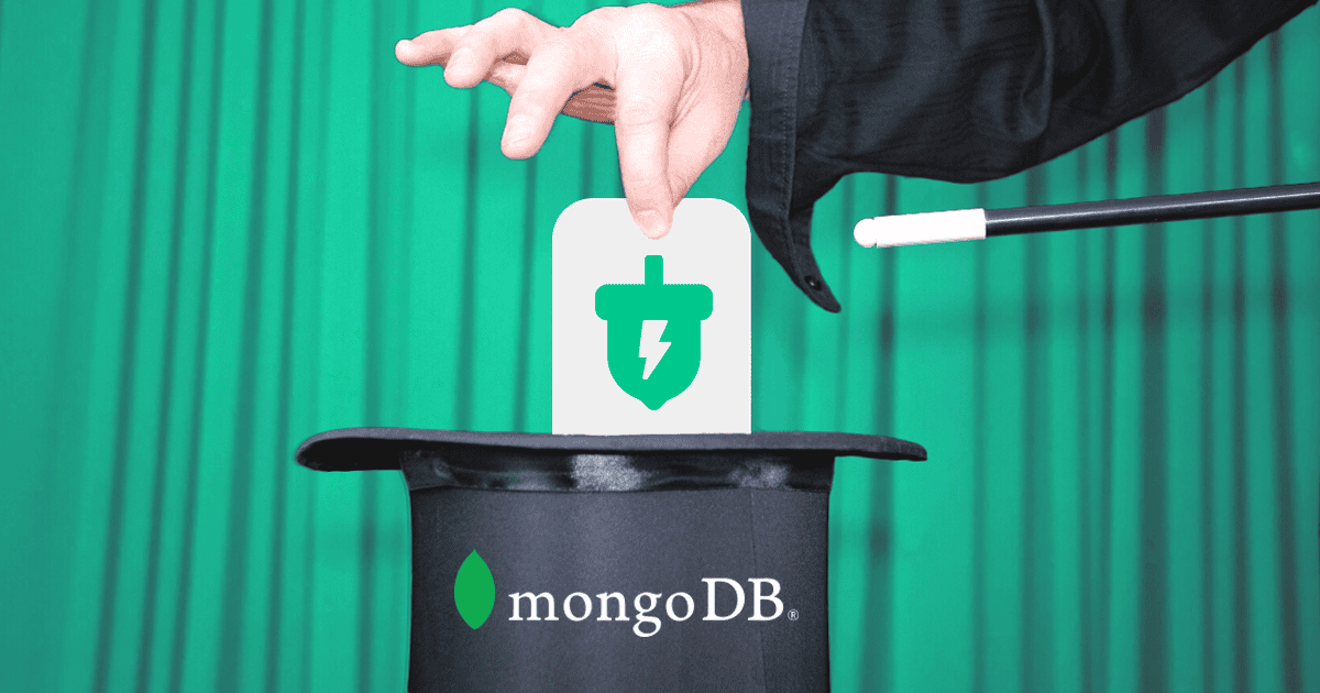 A hand pulling a Momento card from a MongoDB magician's hat