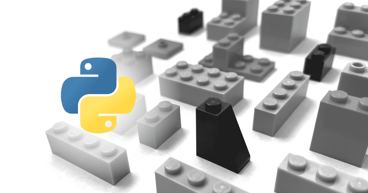 Python logo among black, white, and gray building blocks