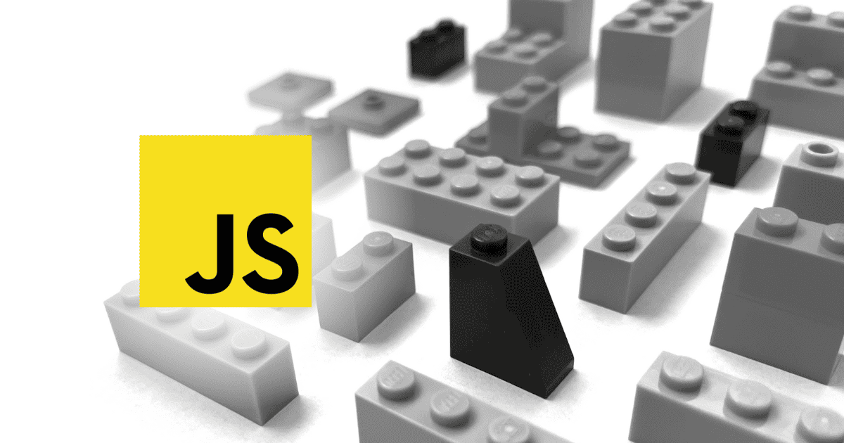灰色の組み立てブロックに重ねた JavaScript のロゴ