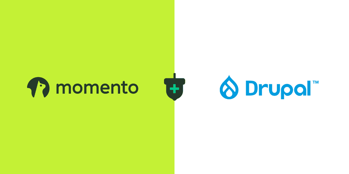 横に並ぶ Momento と Drupal のロゴ