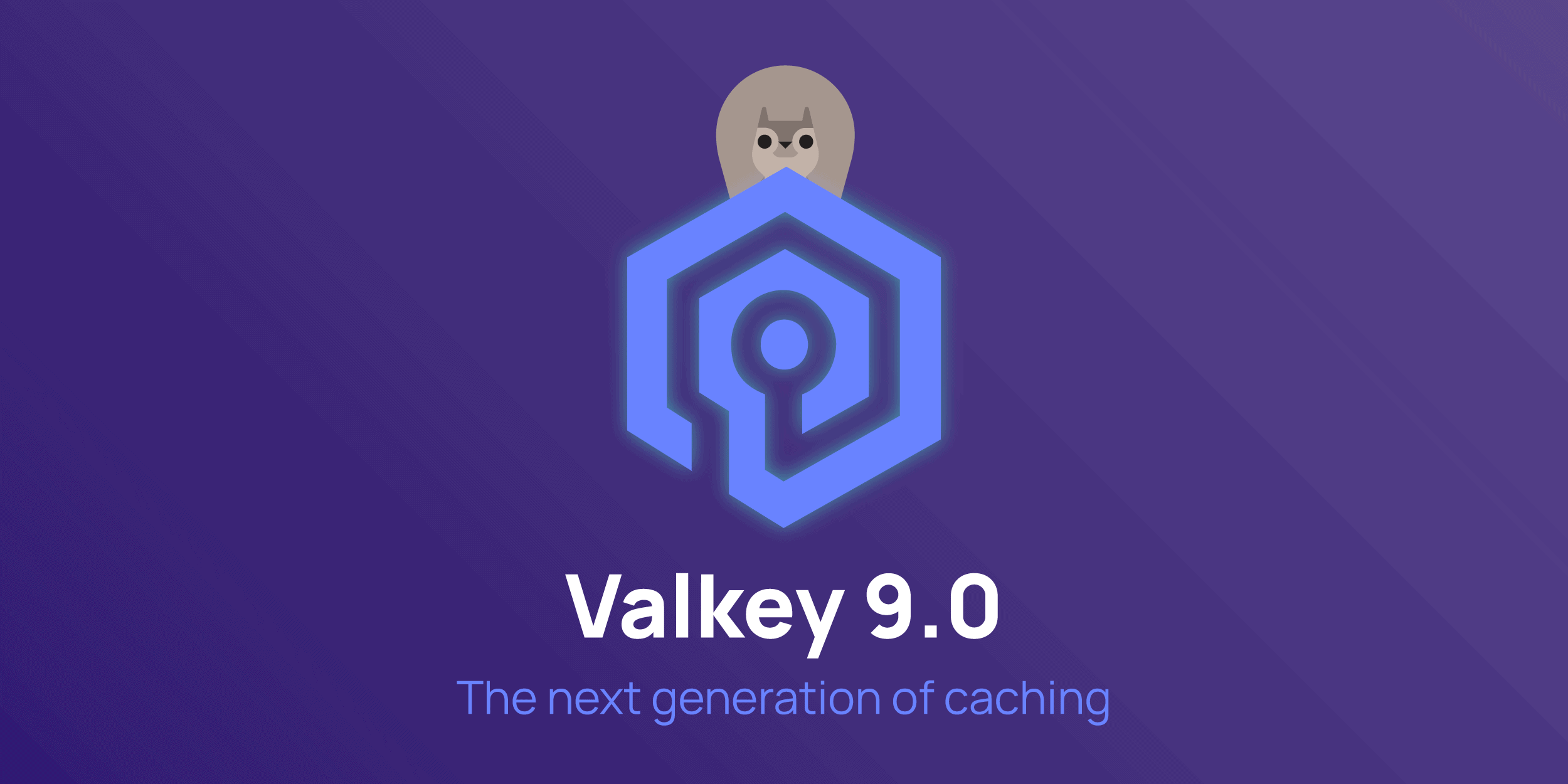 Valkey 9.0 graphic with its blue emblem and a squirrel