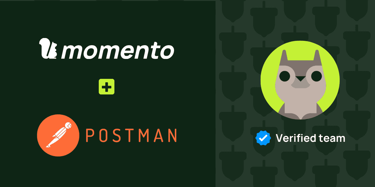 Momento and Postman logos beside a verified-team squirrel avatar