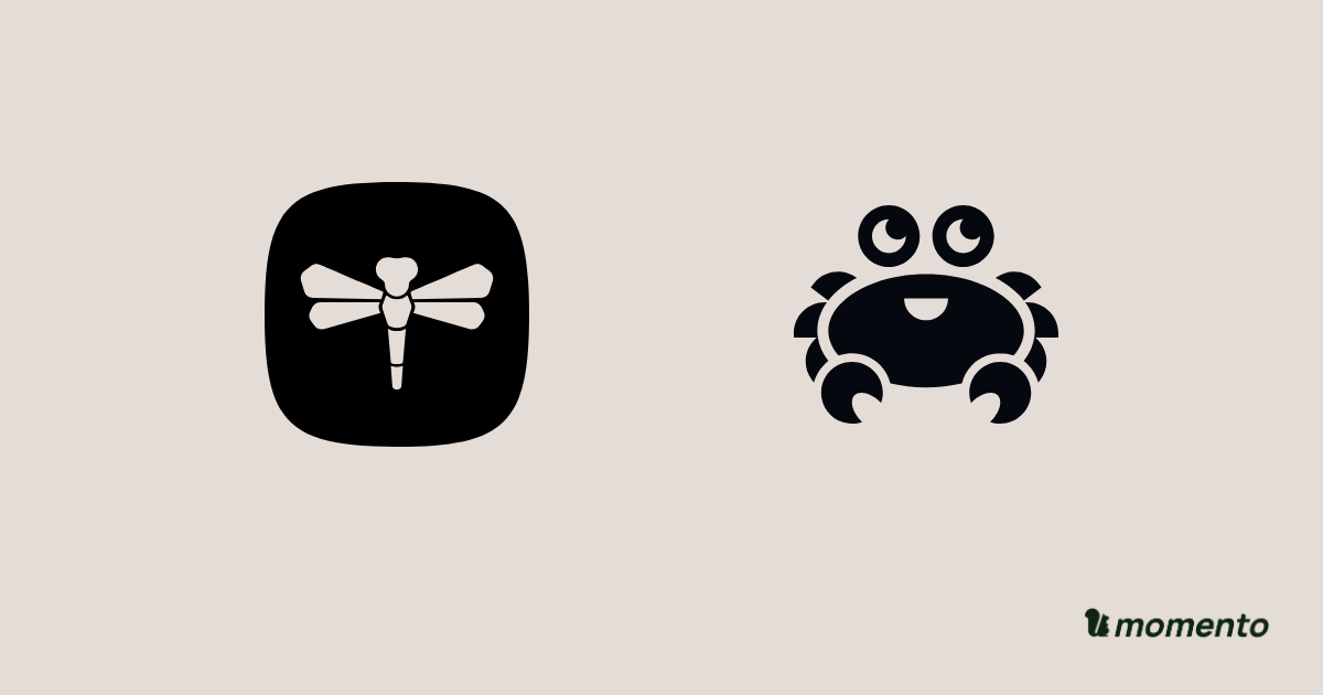 Dragonfly Cloud and Aiven for Valkey icons with Momento branding