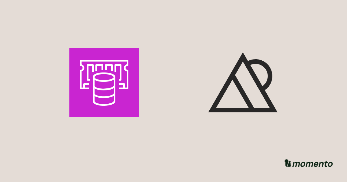 Amazon ElastiCache and Percona for Valkey icons with Momento branding