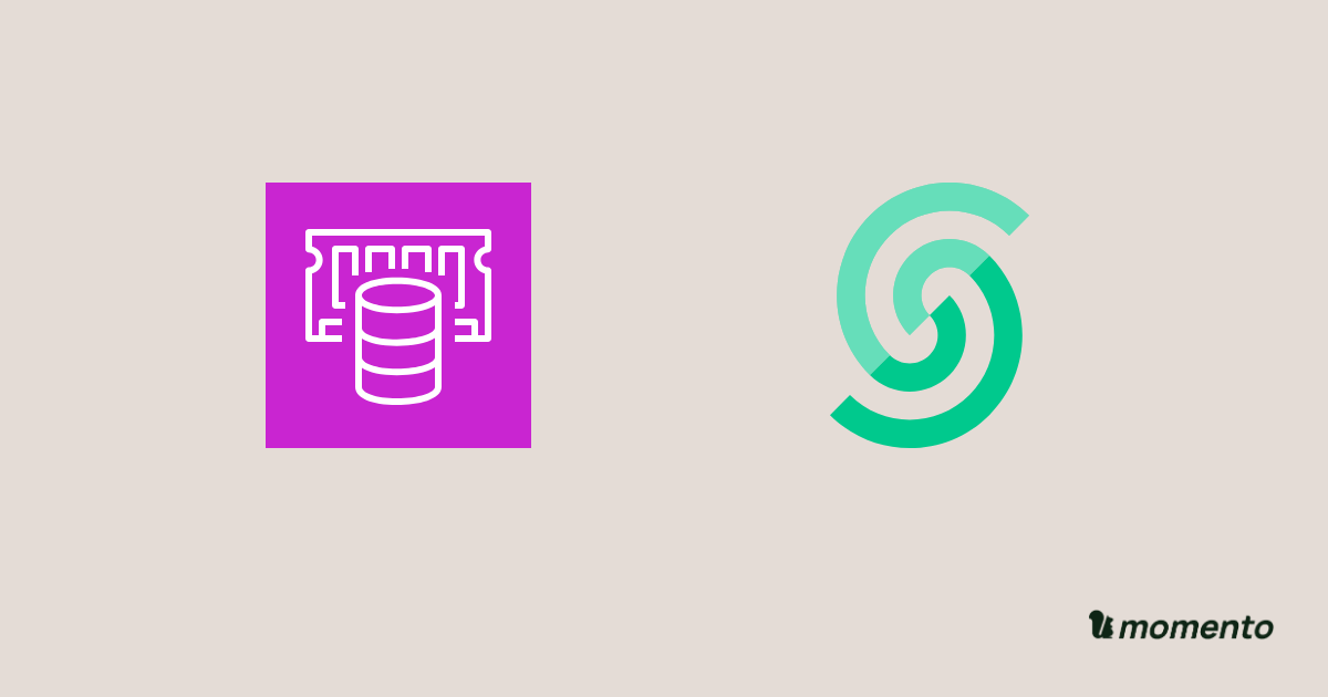 Amazon ElastiCache and Upstash icons with Momento branding