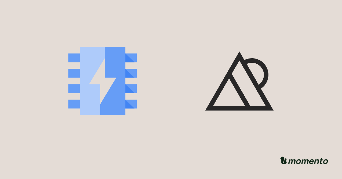 Memorystore for Valkey and Percona for Valkey icons with Momento branding