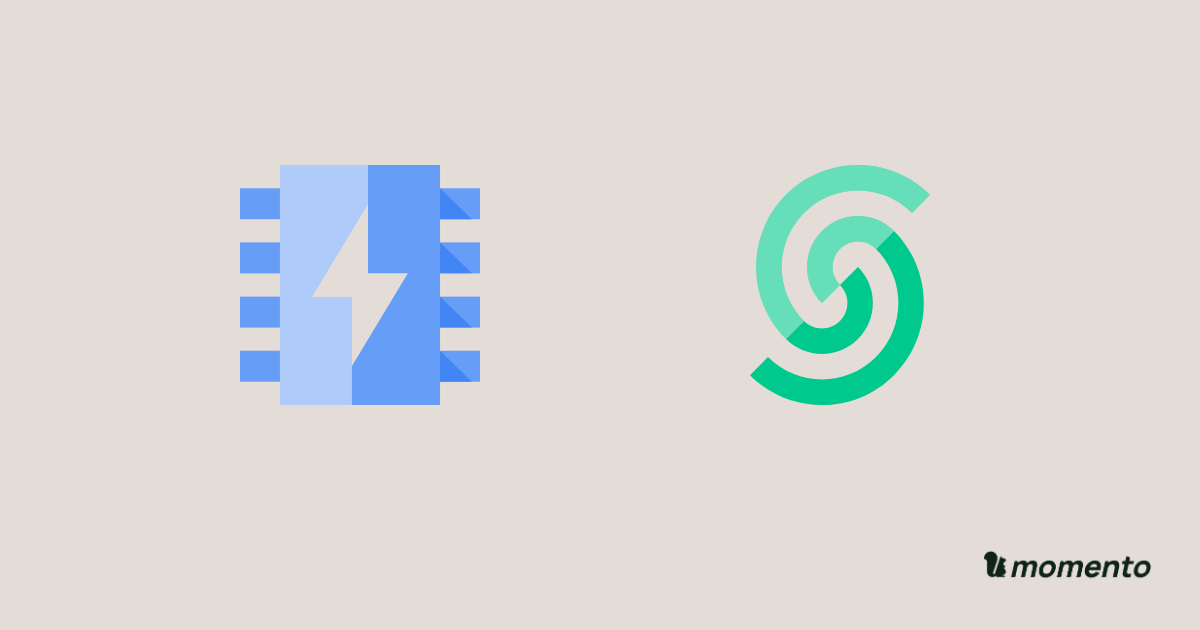 Memorystore for Valkey and Upstash icons with Momento branding