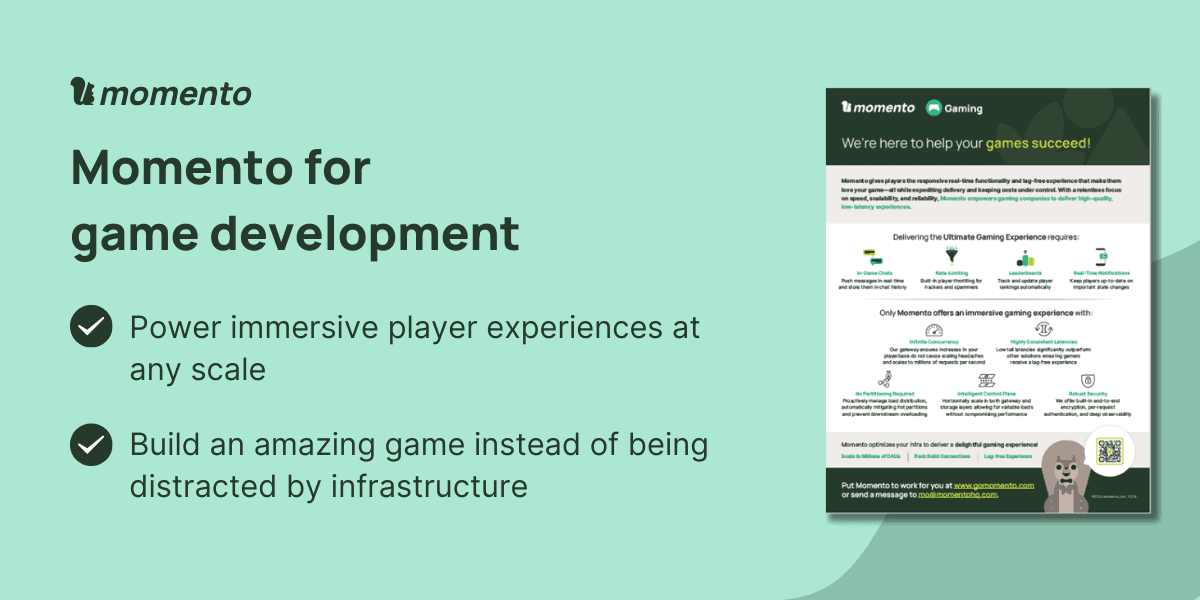 Summary of the Momento gaming solution brief image