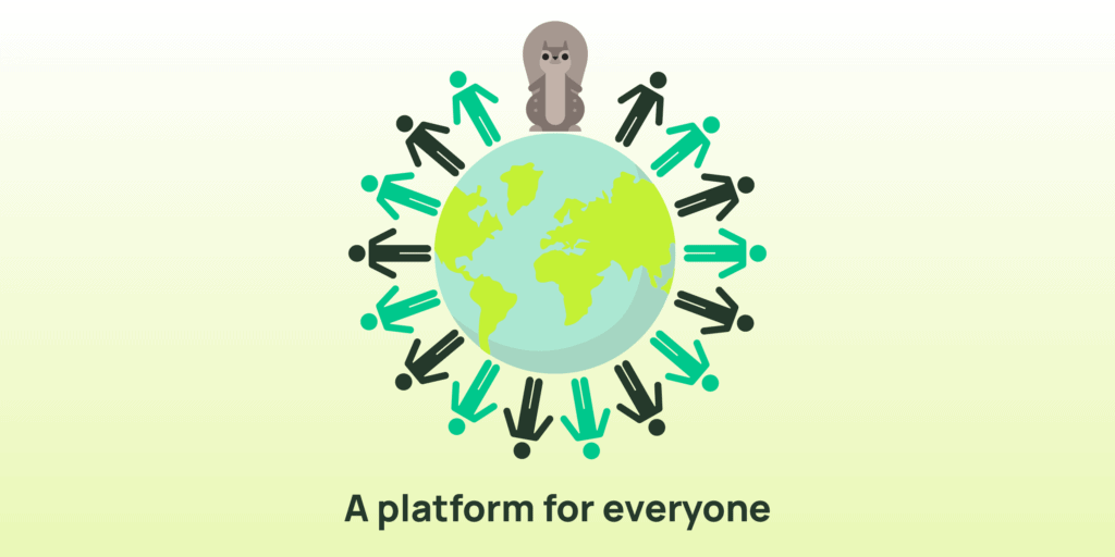 Illustration of Mo holding hands with others around the globe