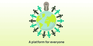 Illustration of Mo holding hands with others around the globe