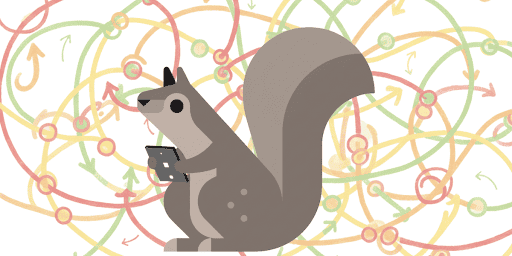 Mo holding a tablet surrounded by a bunch of chaotic lines