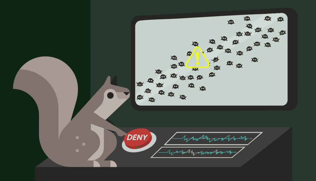 illustration of Mo in the control room denying bots from entering